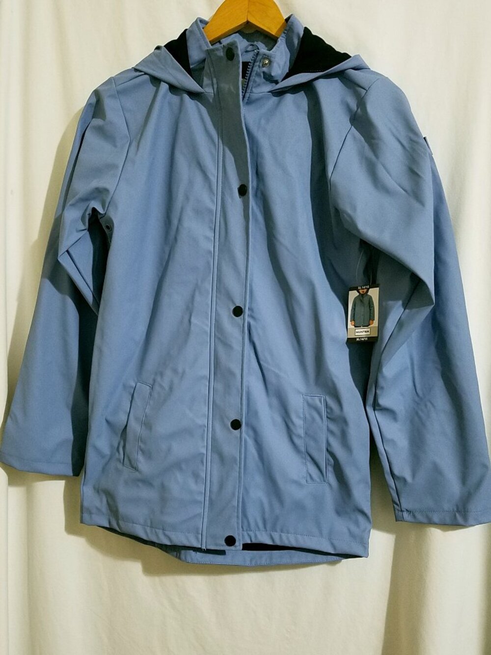 Hunter Kids Blue Rain Jacket NWT Size XL 14/16 Hooded Waterproof